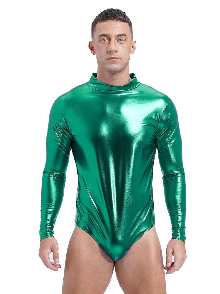 Amazon.com: Sxiwei Men's Solid Color Shiny Glossy Leotard
